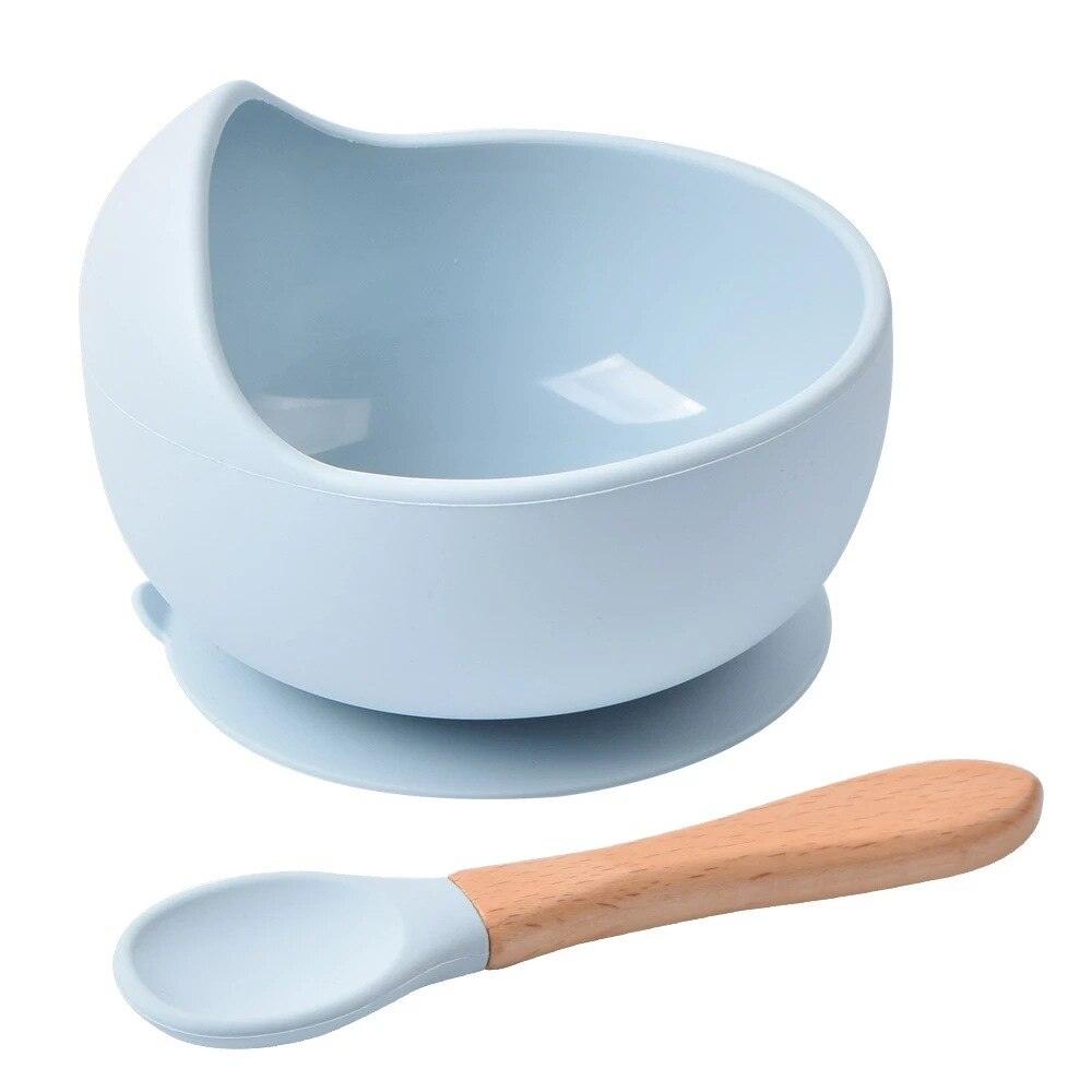 Silicone Baby Feeding Bowl Set - Waterproof Suction Bowl with Spoon for Kids