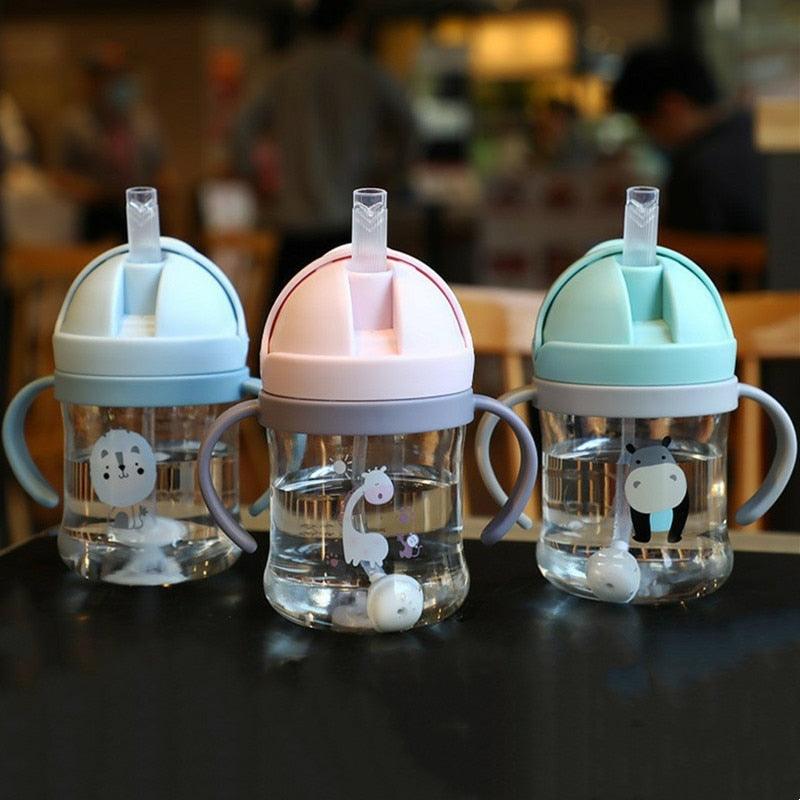 250/350ml Baby Cup Children's Water Bottle Cute Kids Drinking Cup Straw Cup With Scale Kindergarten Water Cup With Gravity Ball - BabiBooms