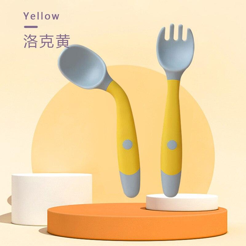 Bendable Silicone Spoon Fork Set - Baby Utensils for Toddler Training and Learning to Eat