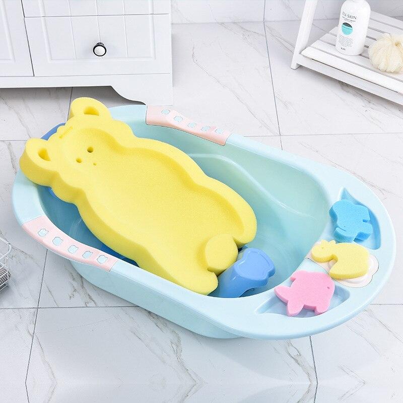 Baby Shower Bath Tub Pad Non-Slip Bathtub Seat Support Mat Newborn Safety Bath Mat Cushion Foldable Newborn Soft Sponge Bath Mat - BabiBooms