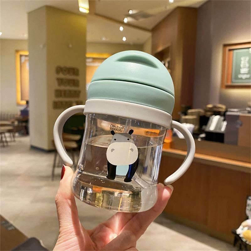250/350ml Baby Cup Children's Water Bottle Cute Kids Drinking Cup Straw Cup With Scale Kindergarten Water Cup With Gravity Ball - BabiBooms