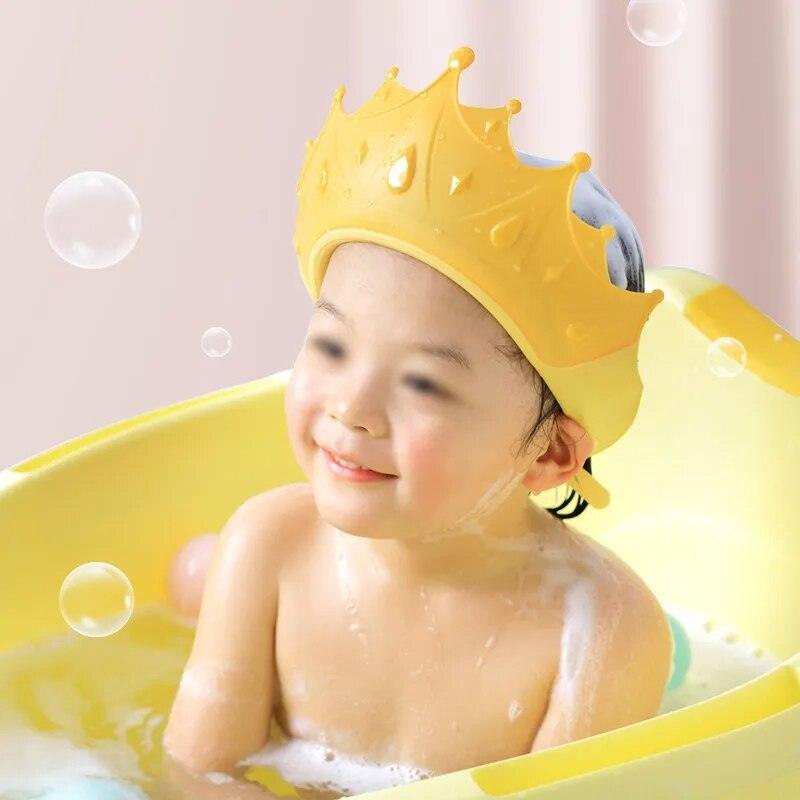 Baby Shower Cap Waterproof Shampoo Hat for Children Shower Toddler Protect Ears Eyes Girl Boy Adjustable Silicone Bathing Crown - BabiBooms