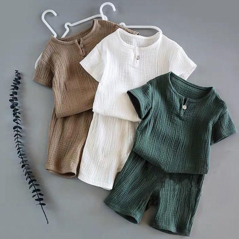 Summer Children Clothes Sets Linen Sports Clothes for Baby Girl Boy Clothing Sets T-shirts+Shorts 2 Piece Kids 1-6Years Clothing - BabiBooms