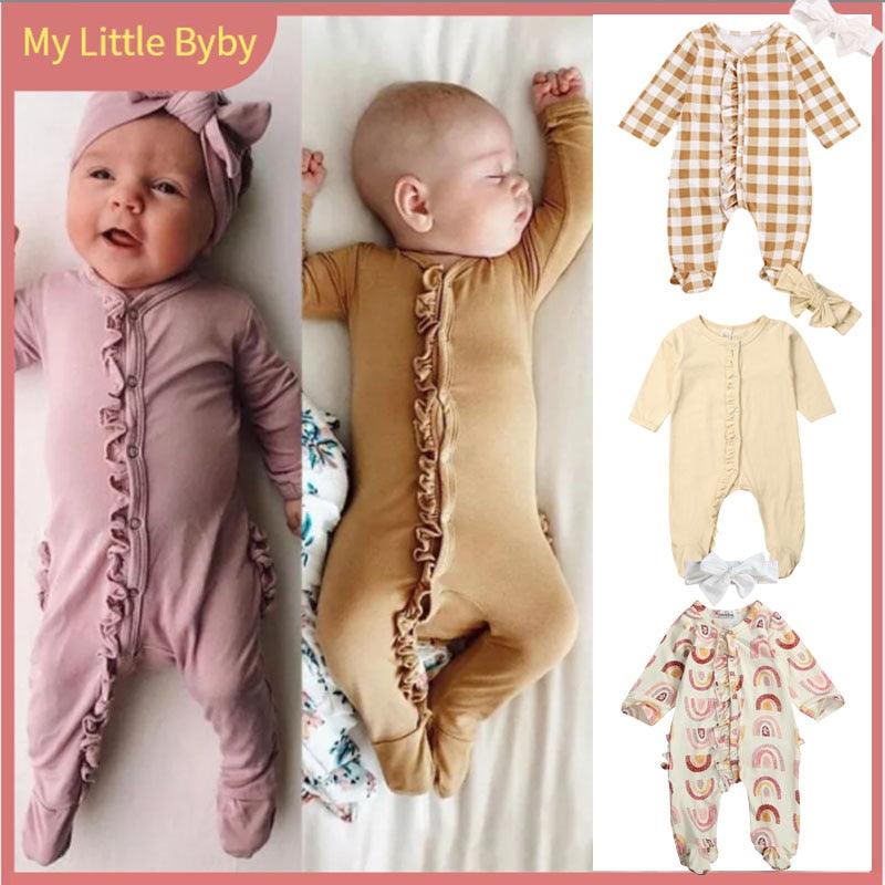 Charming Floral Footies Jumpsuit - Newborn Baby Girl Boy Outfit